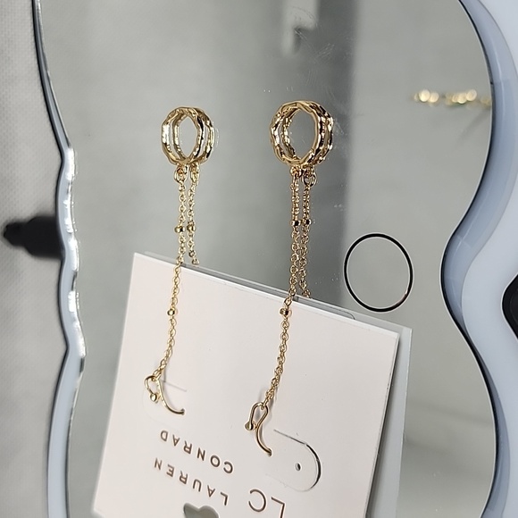 LAUREN CONRAD GOLD TONE DROP CHAIN EARRINGS - Picture 3 of 5